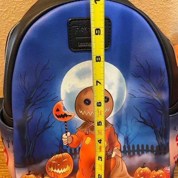 Trick r Treat Loungefly Sam Mini Backpack NWOT Halloween Town Pumpkin Head - Picture 13 of 16